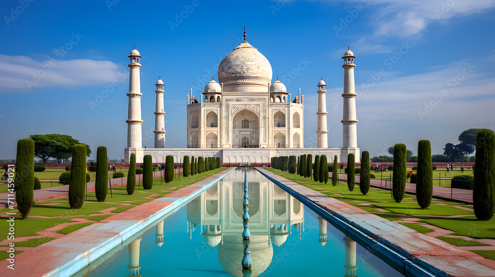 Illustration background of Taj Mahal in Agra State - obrazy, fototapety, plakaty 