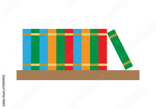 Icono de una librería con varios libros.