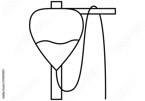 Icono negro de medicamento intravenoso en fondo blanco.