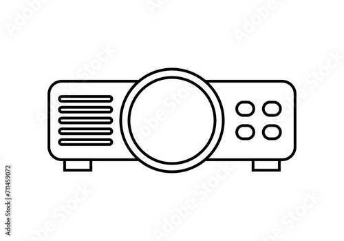 Icono negro de un proyector en fondo blanco.