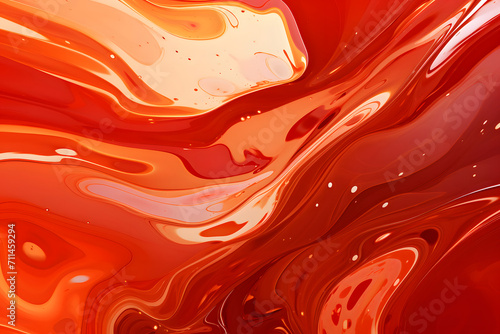 Abstract background of smooth streaks of red liquid paint photo