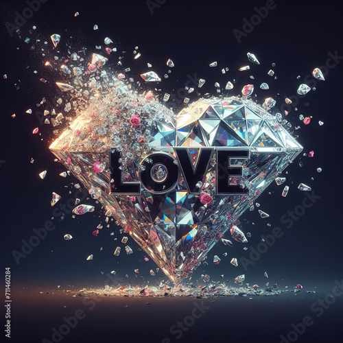 The love shape created from the diamond block explosion. Created by ai generated