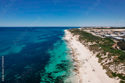 Fototapeta Naklejka Na Ścianę i Meble -  Aerial view of the northern coastline at Burns Beach in Perth, Western Australia