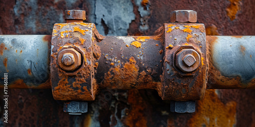 Rusty pipe with bolts