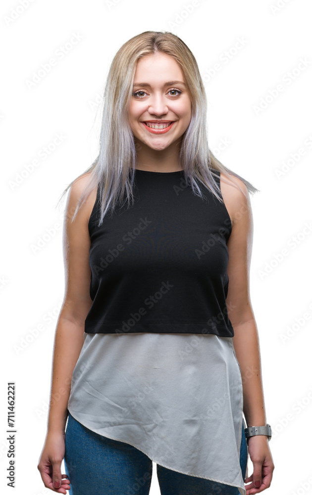 Young blonde woman over isolated background with a happy and cool smile on face. Lucky person. Young blonde woman over isolated background with a happy and cool smile on face. Lucky person.