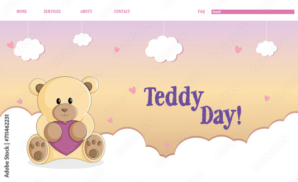 Vector illustration Happy Teddy Day Valentine’s Day Editable Post Banner Template Vector illustration Happy Teddy Day Valentine’s Day Editable Post Banner Template