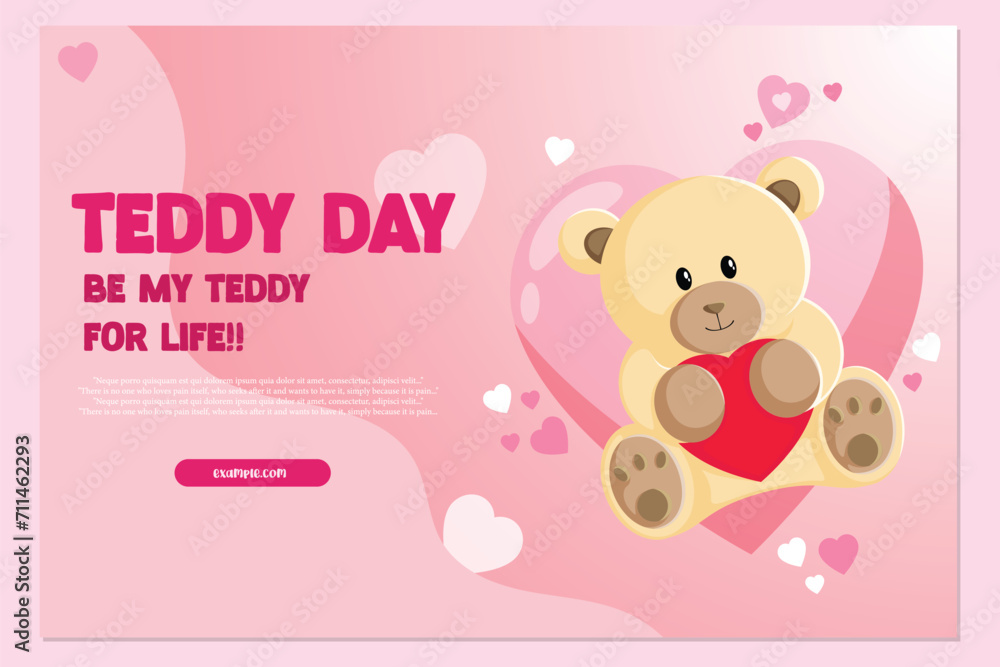 Vector illustration Happy Teddy Day Valentine’s Day Editable Post Banner Template Vector illustration Happy Teddy Day Valentine’s Day Editable Post Banner Template