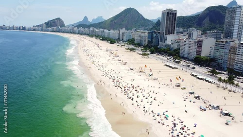 Captivating aerial capture of the Copacabana beach, a popular sandy beach in Rio de Janeiro, Brazil  photo