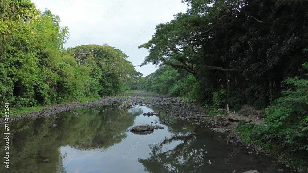 Serene drone flight along a small river in Irawan, Palawan. Glide between trees and explore the lush, natural beauty of the Philippines. Perfect for tranquil and scenic projects Serene drone flight along a small river in Irawan, Palawan. Glide between trees and explore the lush, natural beauty of the Philippines. Perfect for tranquil and scenic projects