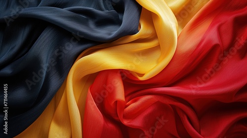 closeup of silk fabric Belgium flag texture background photo