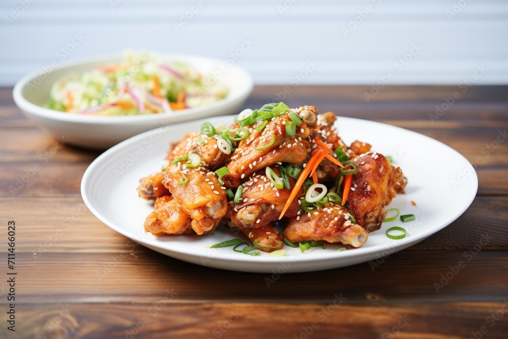 Fototapeta premium korean fried chicken with spicy glaze
