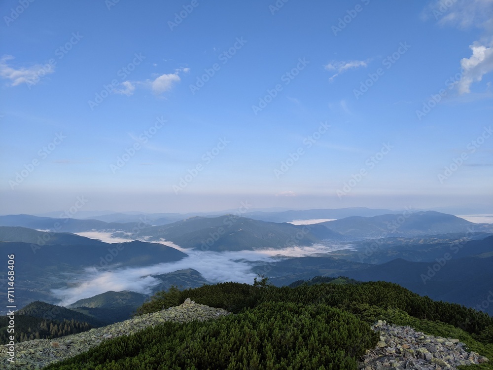 fog in the Carpathian mountains