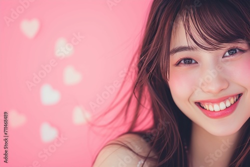 バレンタインを楽しむ日本人女性（ハート・バレンタイン・結婚・記念日・愛・ラブ・幸せ） 