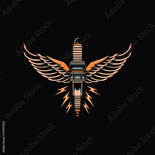 thunder motor tattoo vector design