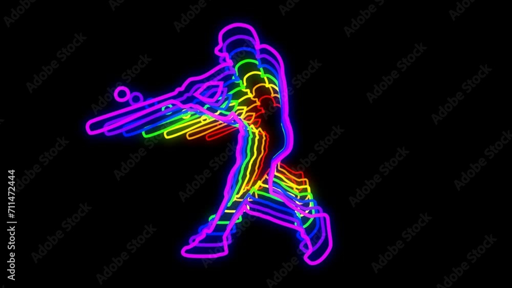 3D Colorful Neon Baseball Player Animation 1 3D Colorful Neon Baseball Player Animation 1
