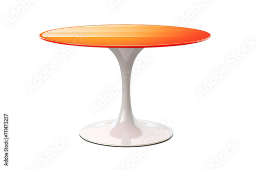 Modern Plastic White Round Table isolated on PNG Background. Generative Ai.