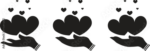 Set of heart in hand icon. Vector heart in hand icon. Trendy hand with love symbol vector illustration. Love icon design