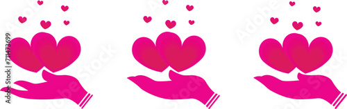 Set of heart in hand icon. Vector heart in hand icon. Trendy hand with love symbol vector illustration. Love icon design