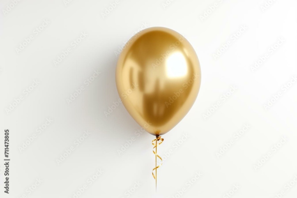 Gold foil helium balloon on white background. Generative AI