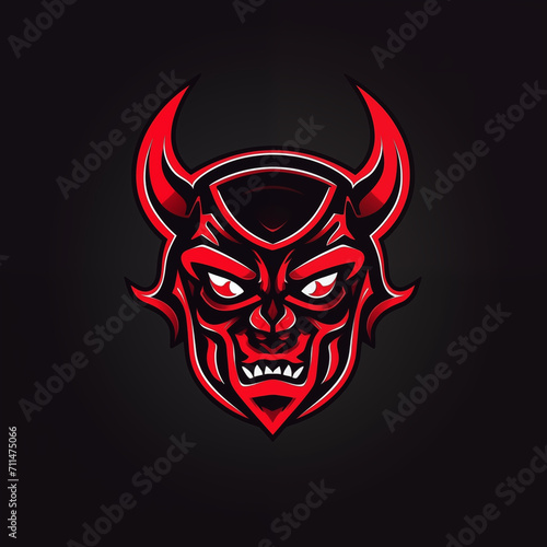 Crimson Abyss: Illustrative Logo of a Red and Black Demon
