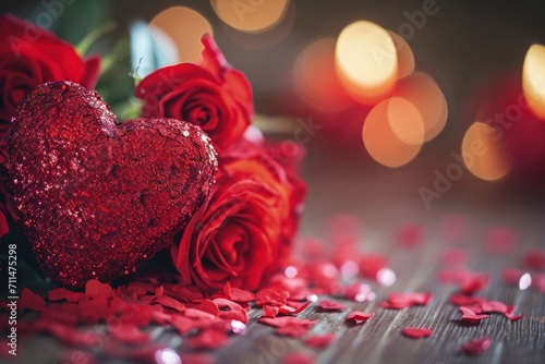 Valentine's day background decoration with heart, love and holiday concept.