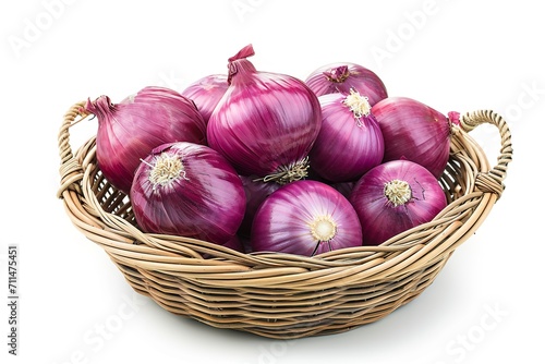 realistic purple onion in basket
