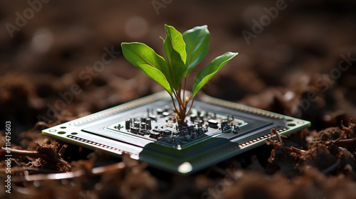 electronic circuit board with plant