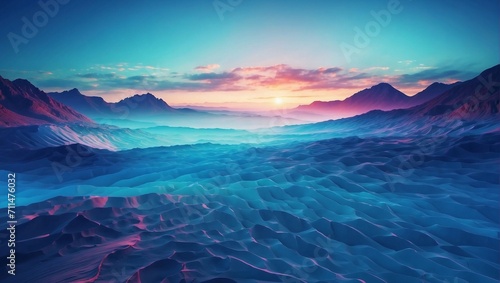 photo of a beautiful bluish desert view made by AI generative photo