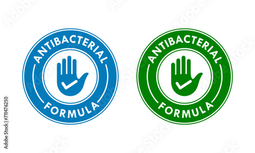 Anti bacterial formula logo template illustration. suitable for package product