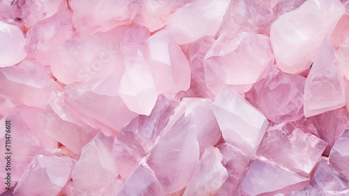 Natural pink quartz semigem crystals as a background. Macro. photo