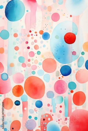 bright watercolor pattern with hearts, stars and other shapes. a watercolor painted border paper