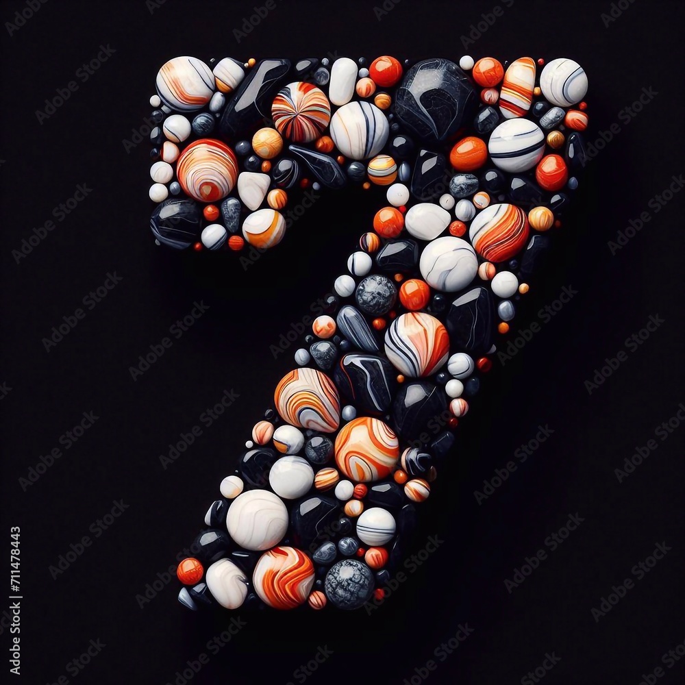 7 digit shape made of marble pebbles. AI generated illustration 7 digit shape made of marble pebbles. AI generated illustration