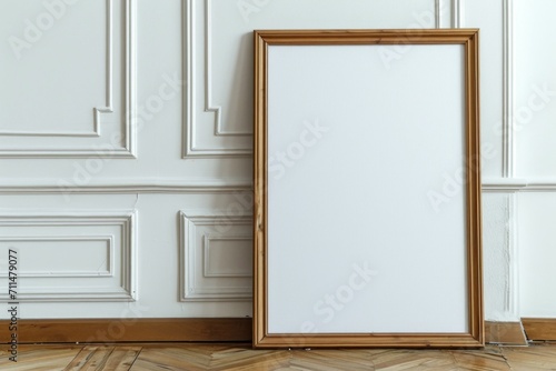 Black frame mockup in classic white interior with modern furniture,