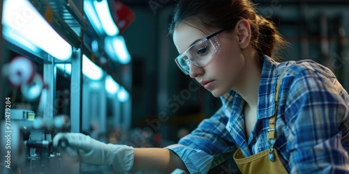 Female factory worker check...
