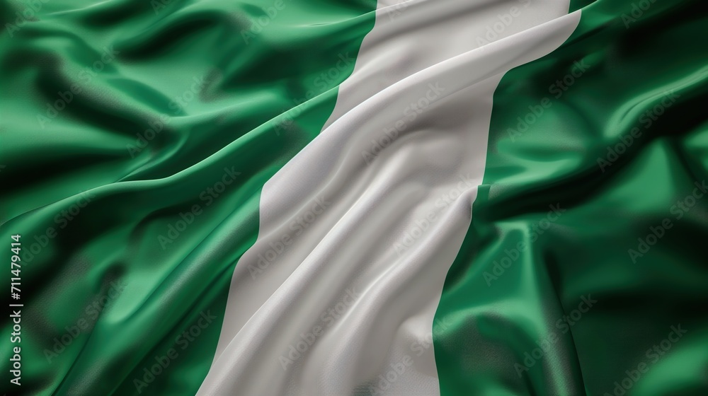 Fabric Flag of Nigeria waving in the wind
