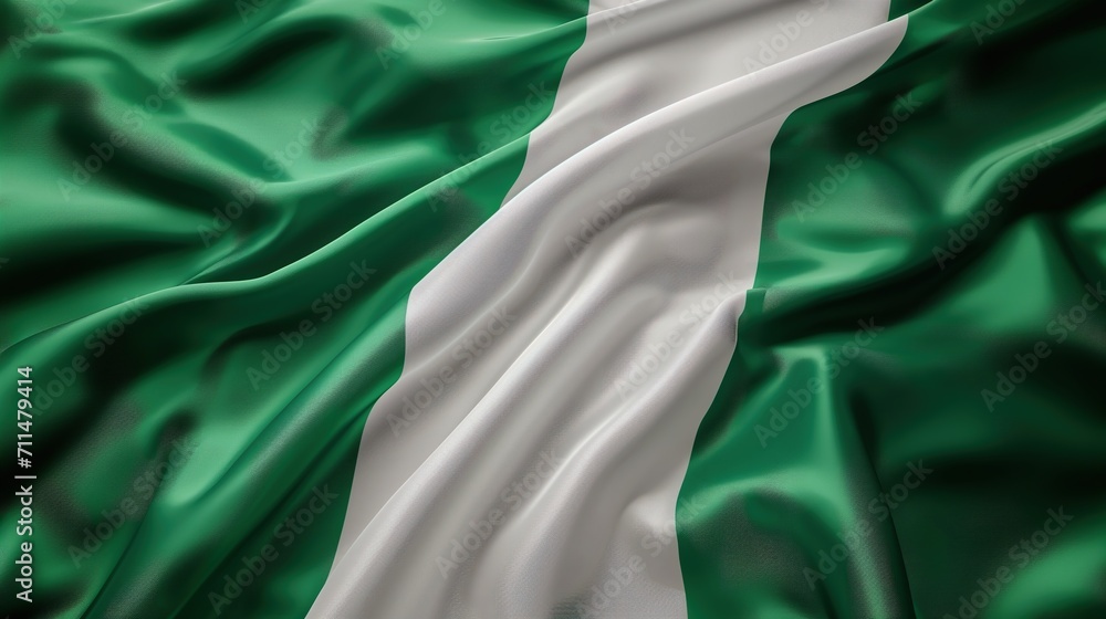 Fabric Flag of Nigeria waving in the wind Fabric Flag of Nigeria waving in the wind