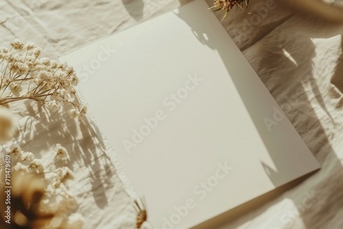 Beautiful composition with blank card on white background © Glce
