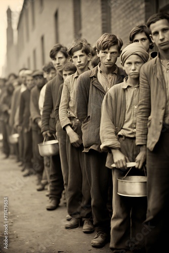 Hungry people in the time of great depression  Generative Ai © LayerAce.com