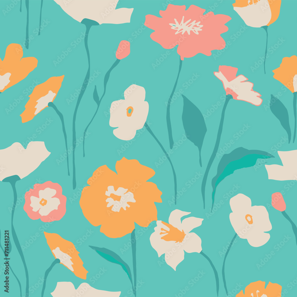 Mother's DayFlowers Decorative vector seamless pattern. Repeating background. Tileable wallpaper print.