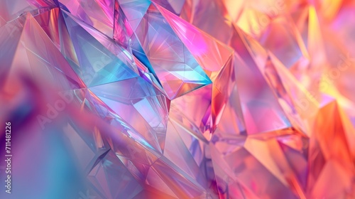 3d render, abstract crystal background, iridescent texture, macro panorama, faceted gem, wide panoramic polygonal wallpaper 