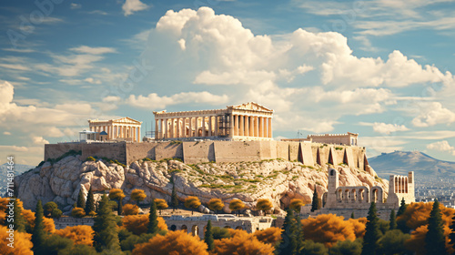 View of the Acropolis of Athens in Greece photo