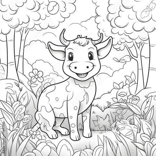 Cow Coloring Page  Ai Generative