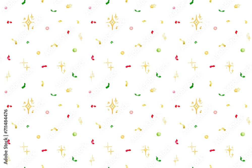 Festive seamless pattern,Minimal watercolor seamless files with confetti, serpentine and stars, Cute birthday digital paper for gift wrapping, party scrapbook repeat page on a white background Festive seamless pattern,Minimal watercolor seamless files with confetti, serpentine and stars, Cute birthday digital paper for gift wrapping, party scrapbook repeat page on a white background