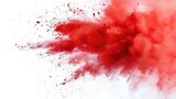 An explosion of bright red powder on a white background, created with    