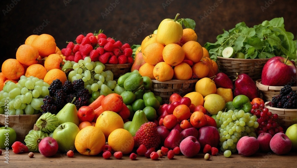 photo of a group of colorful fruits in a basket made by AI generative photo of a group of colorful fruits in a basket made by AI generative