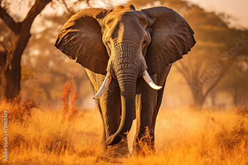 Majestic Creature of the Savannah: Bull Elephant with Impressive Tusks © MyPixelArtStudios