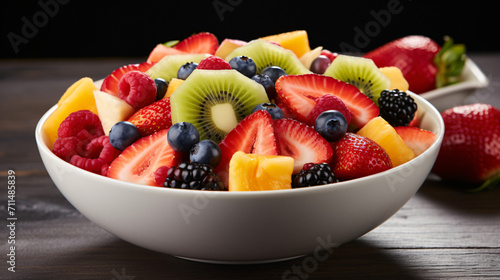 White bowl containing fruit salad photo