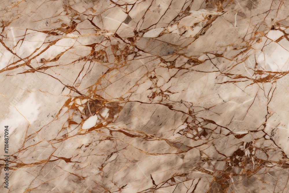 Seamless pattern with brown and beige natural marble texture. Endless tile. Luxurious mineral stone background.