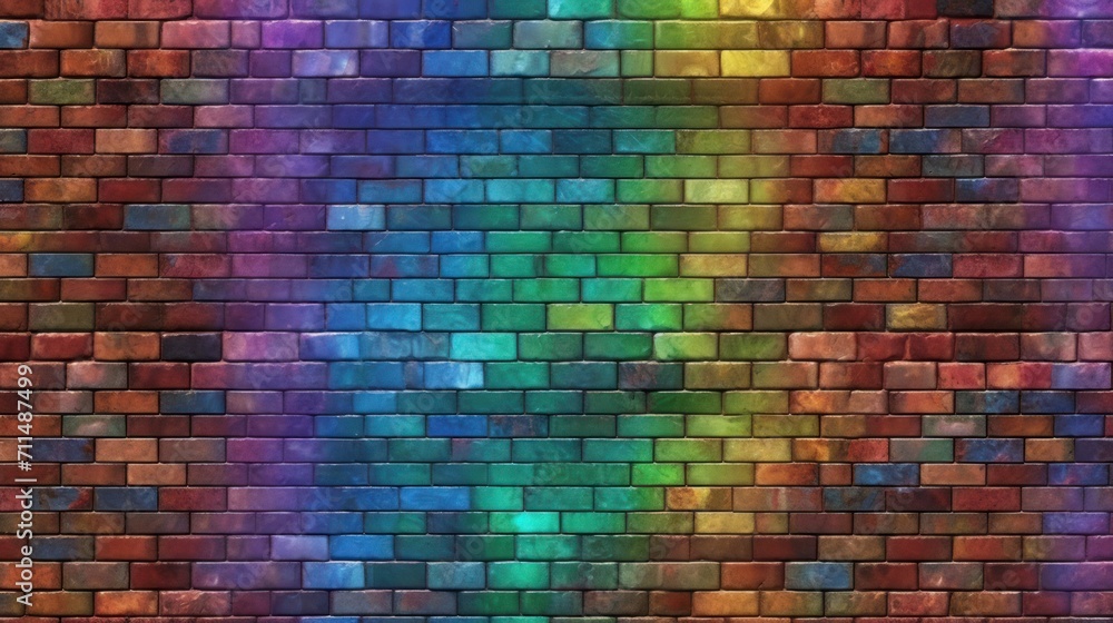 Fototapeta premium Colorful brick wall. Background with rainbow colors.