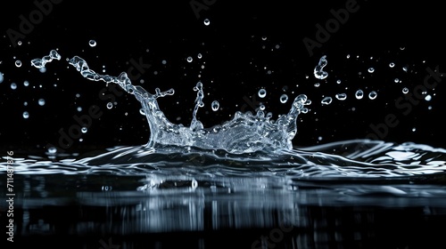 Close up water splash isolated on black background 